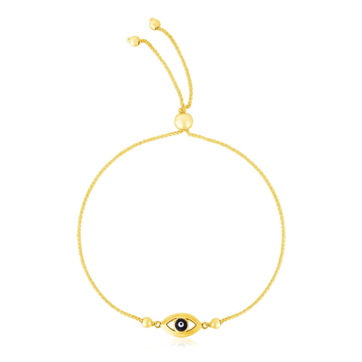 14k Yellow Gold Adjustable Evil Eye Bracelet (1.00 mm) RCJ