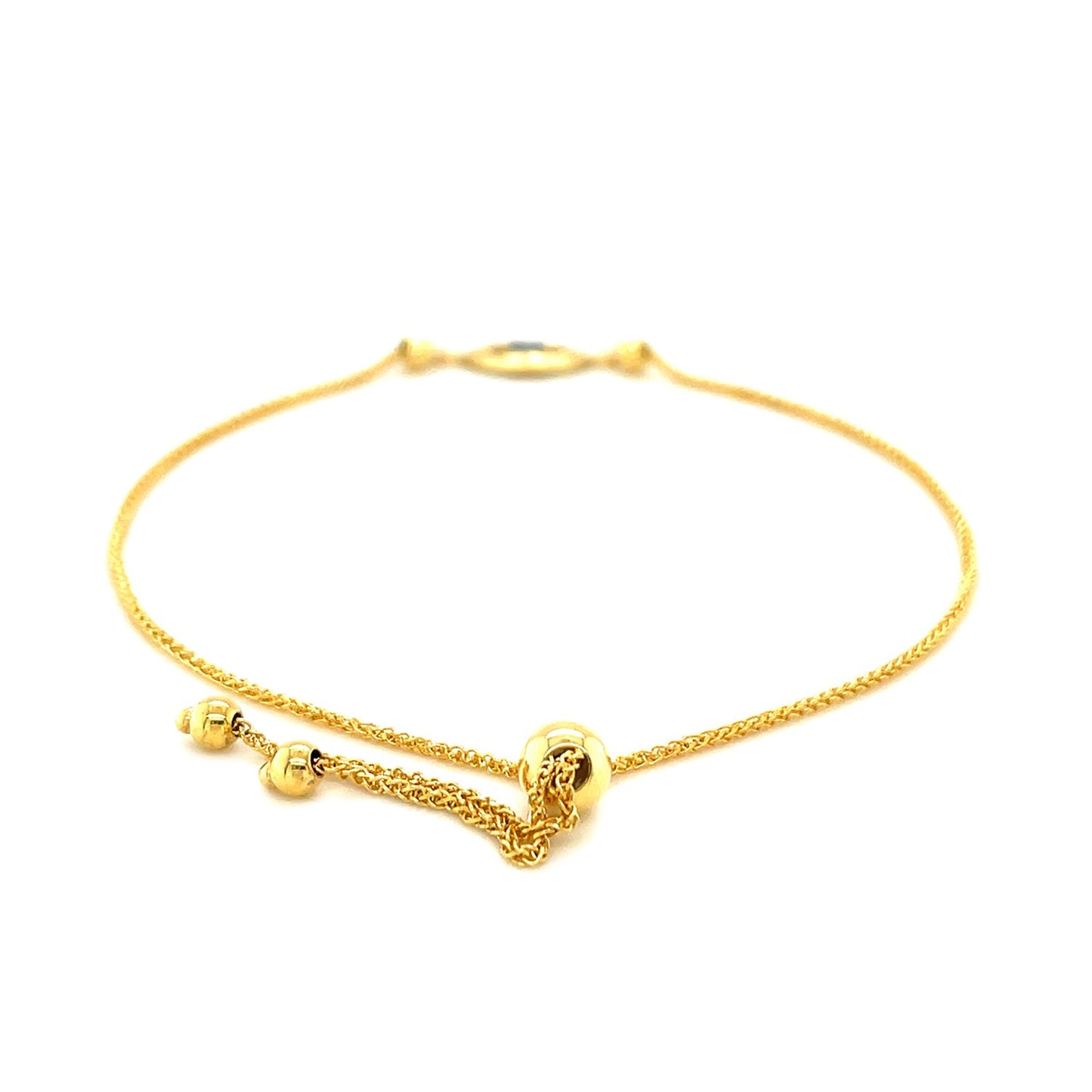 14k Yellow Gold Adjustable Evil Eye Bracelet (1.00 mm) RCJ