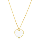 14k Yellow Gold High Polish Heart Pearl Paste Necklace RCJ