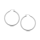 Sterling Silver Rhodium Plated Large Polished Classic Hoop Earrings (3x40mm) RCJ