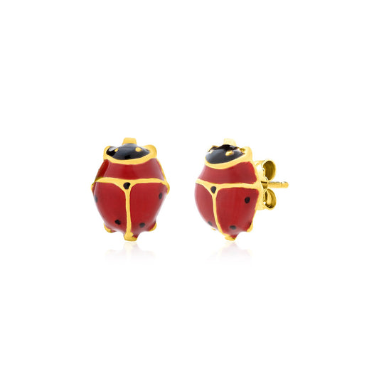 14K Yellow Gold Lady Bug Earrings RCJ