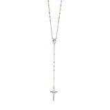 Three Toned Rosary Chain and Bead Necklace in Sterling Silver RCJ