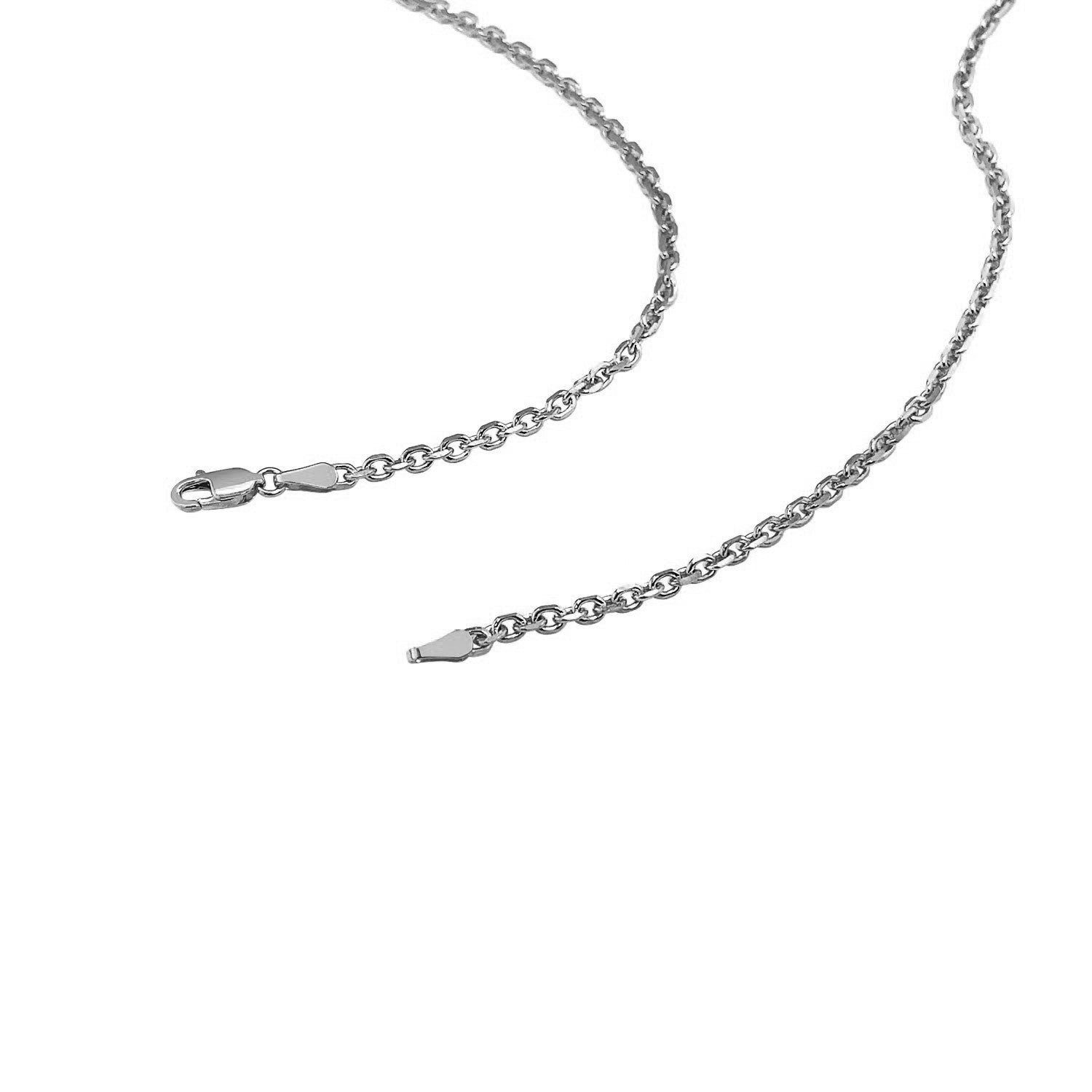 18k White Gold Diamond Cut Cable Link Chain (2.60 mm) RCJ