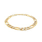 14K Yellow Two Tone Solid Pave Figaro Bracelet (7.00 mm) RCJ