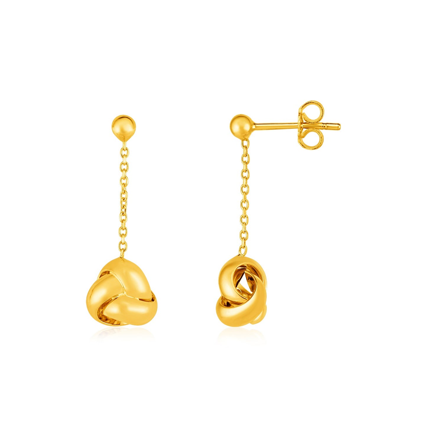 14k Yellow Gold Love Knot Drop Earrings RCJ