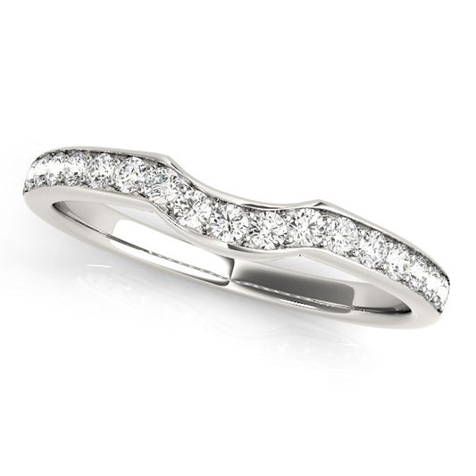 14k White Gold Curved Style Diamond Wedding Ring (1/4 cttw)Monde Trend