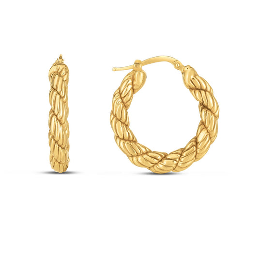 14k Yellow Gold Rope Hoop Earrings RCJ