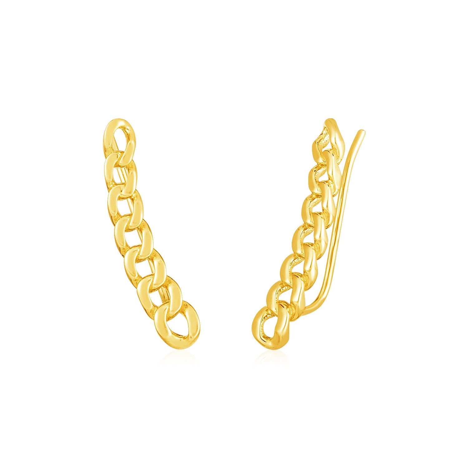 14k Yellow Gold Ear Climber Earring with Chain Links RCJ