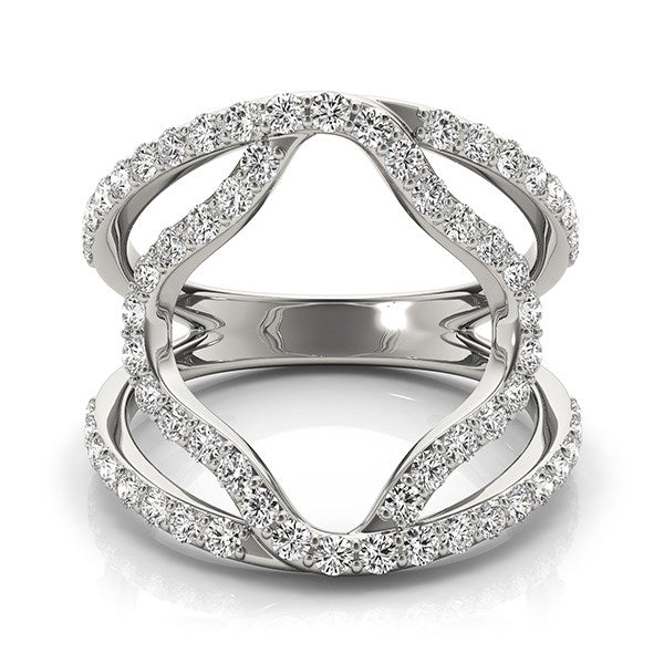 14k White Gold Diamond Flower Style Dual Band Ring (5/8 cttw)Monde Trend