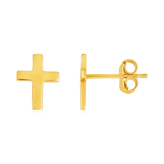 14k Yellow Gold Post Earrings with Crosses RCJ