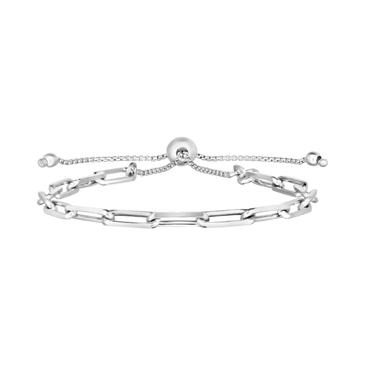 Sterling Silver Paperclip Chain Adjustable Bracelet (3.80 mm) RCJ