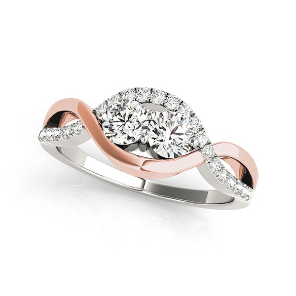 14k White And Rose Gold Infinity Style Two Stone Diamond Ring (5/8 cttw)Monde Trend