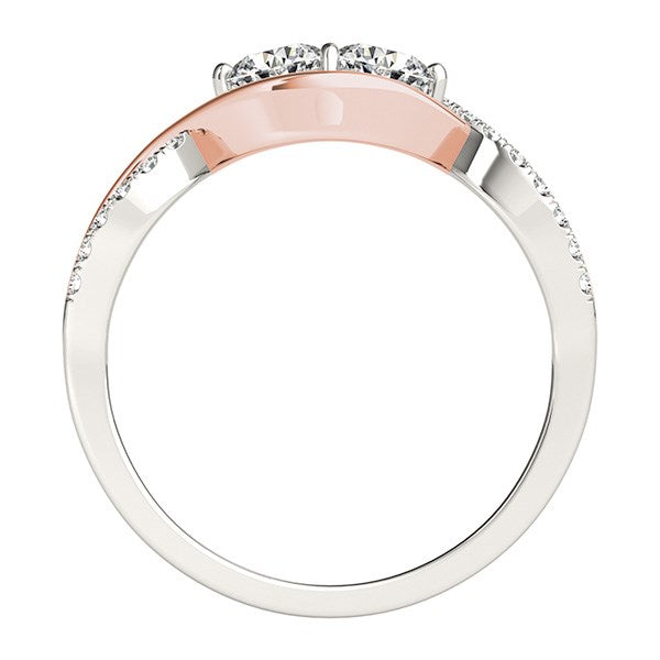 14k White And Rose Gold Infinity Style Two Stone Diamond Ring (5/8 cttw)Monde Trend