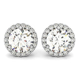 14k White Gold Round Prong Halo Style Earrings (1 cttw) RCJ