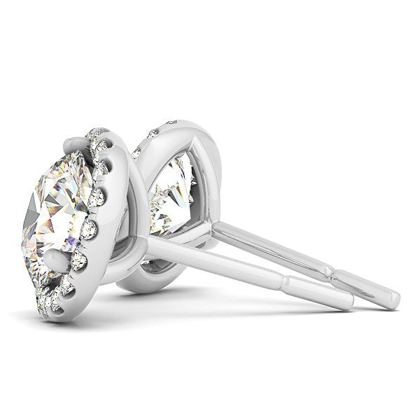 14k White Gold Round Prong Halo Style Earrings (1 cttw) RCJ