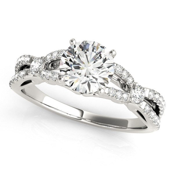 14k White Gold Diamond Engagement Ring with Multirow Split Shank (1 1/4 cttw)Monde Trend