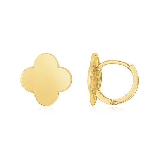 14K Yellow Gold Polished Clover Stud Earrings RCJ