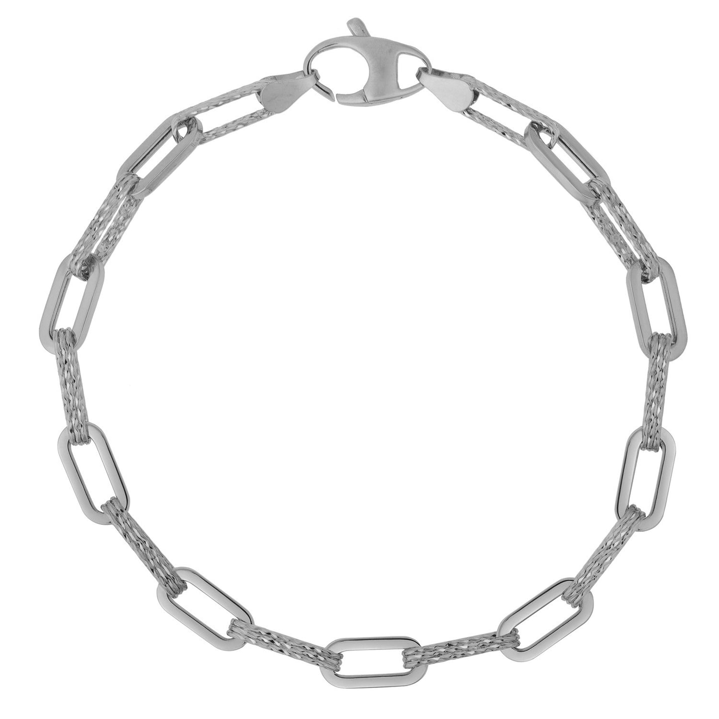 14k White Gold Diamante Paperclip Chain Bracelet (4.00 mm)Monde Trend