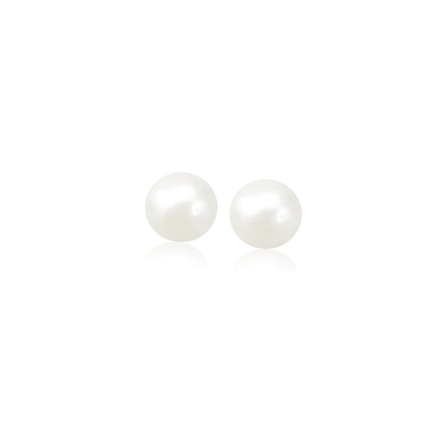 14k Yellow Gold Freshwater Cultured White Pearl Stud Earrings (4mm) RCJ