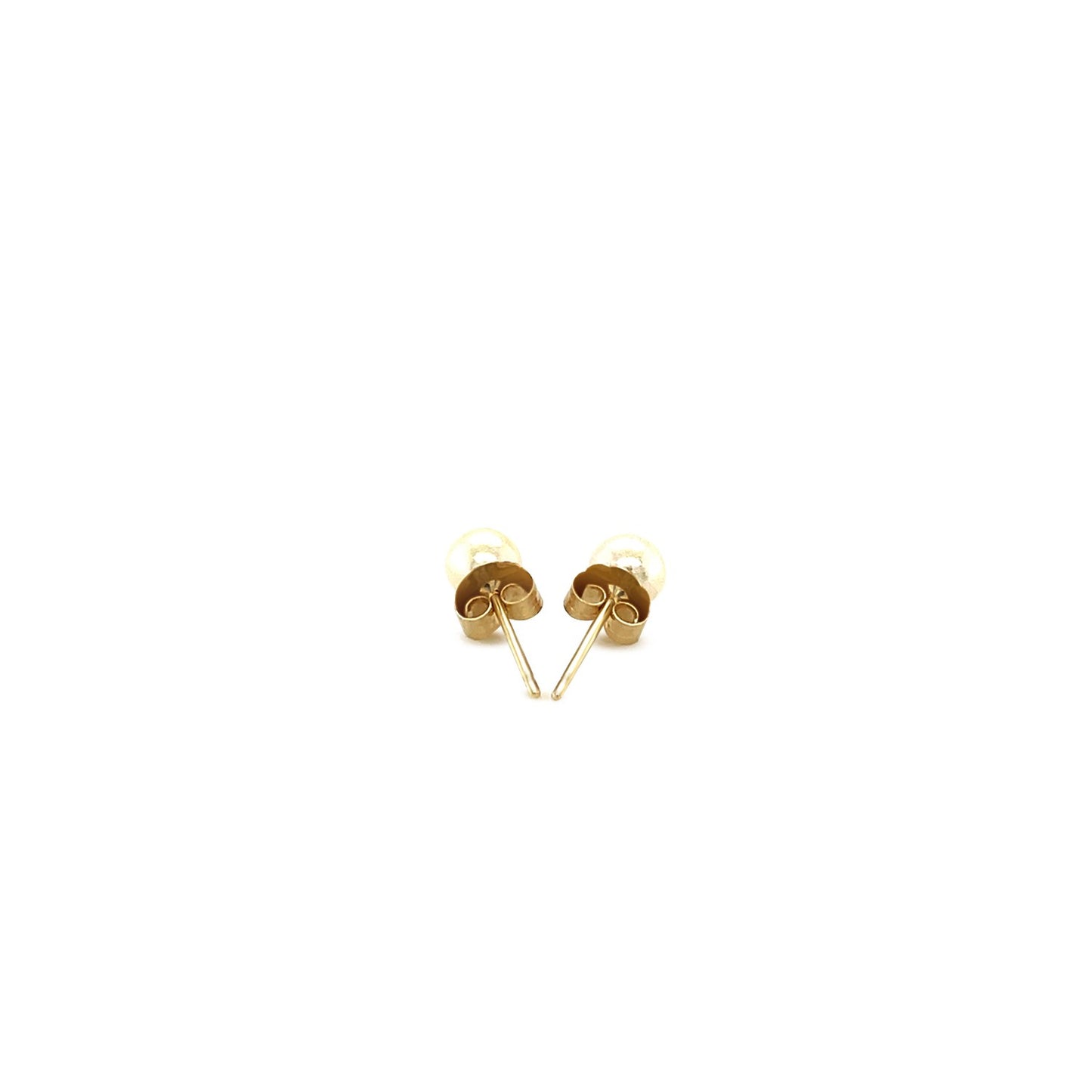 14k Yellow Gold Freshwater Cultured White Pearl Stud Earrings (4mm) RCJ