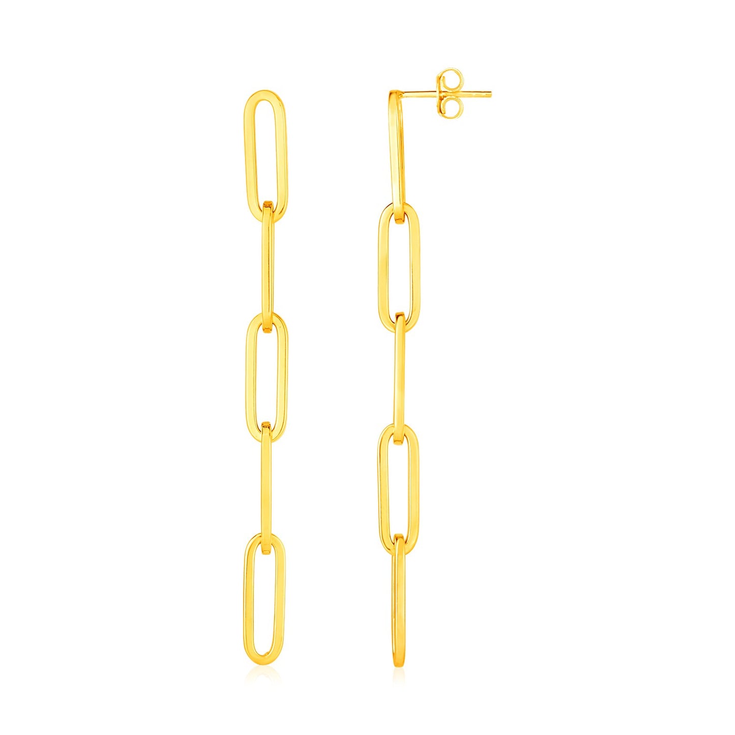 14K Yellow Gold Five Link Paperclip Chain Earrings RCJ