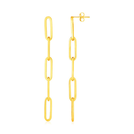 14K Yellow Gold Five Link Paperclip Chain Earrings RCJ