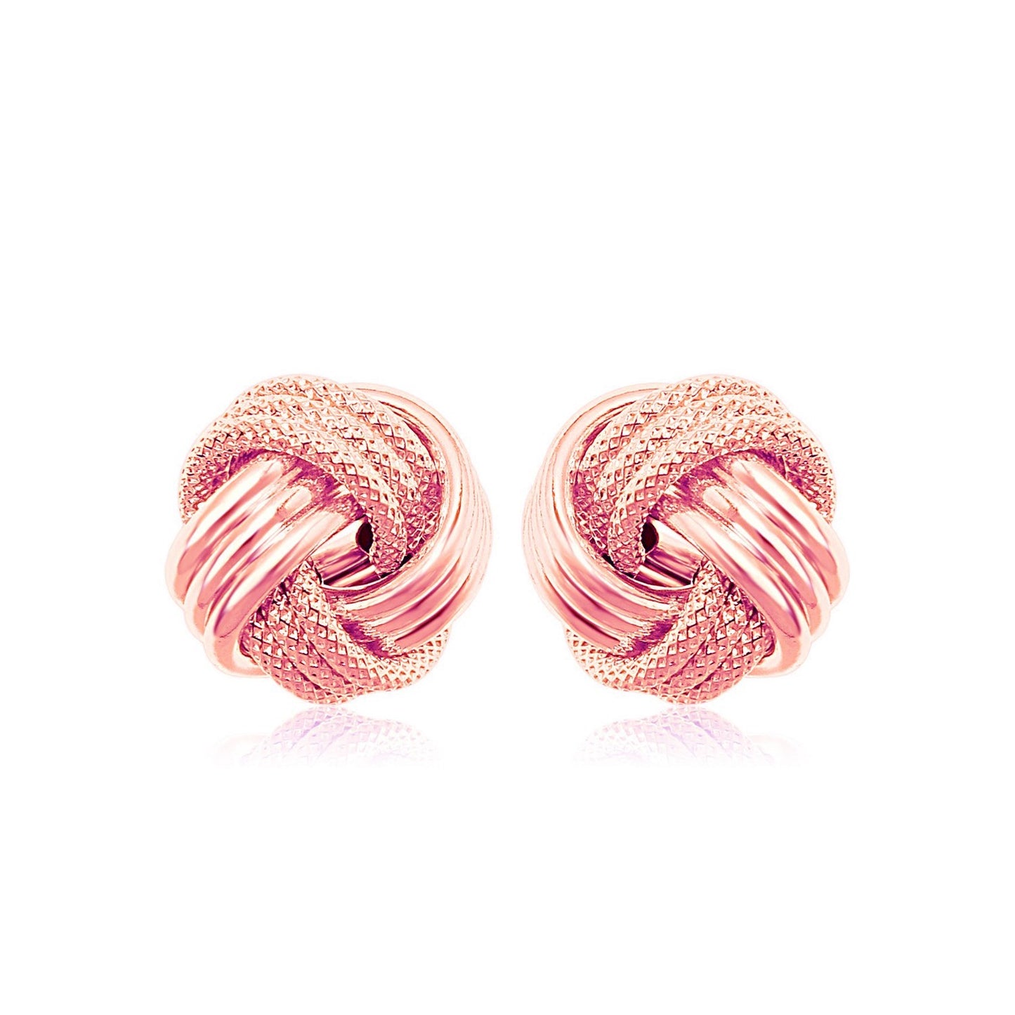 14k Rose Gold Love Knot with Ridge Texture EarringsMonde Trend