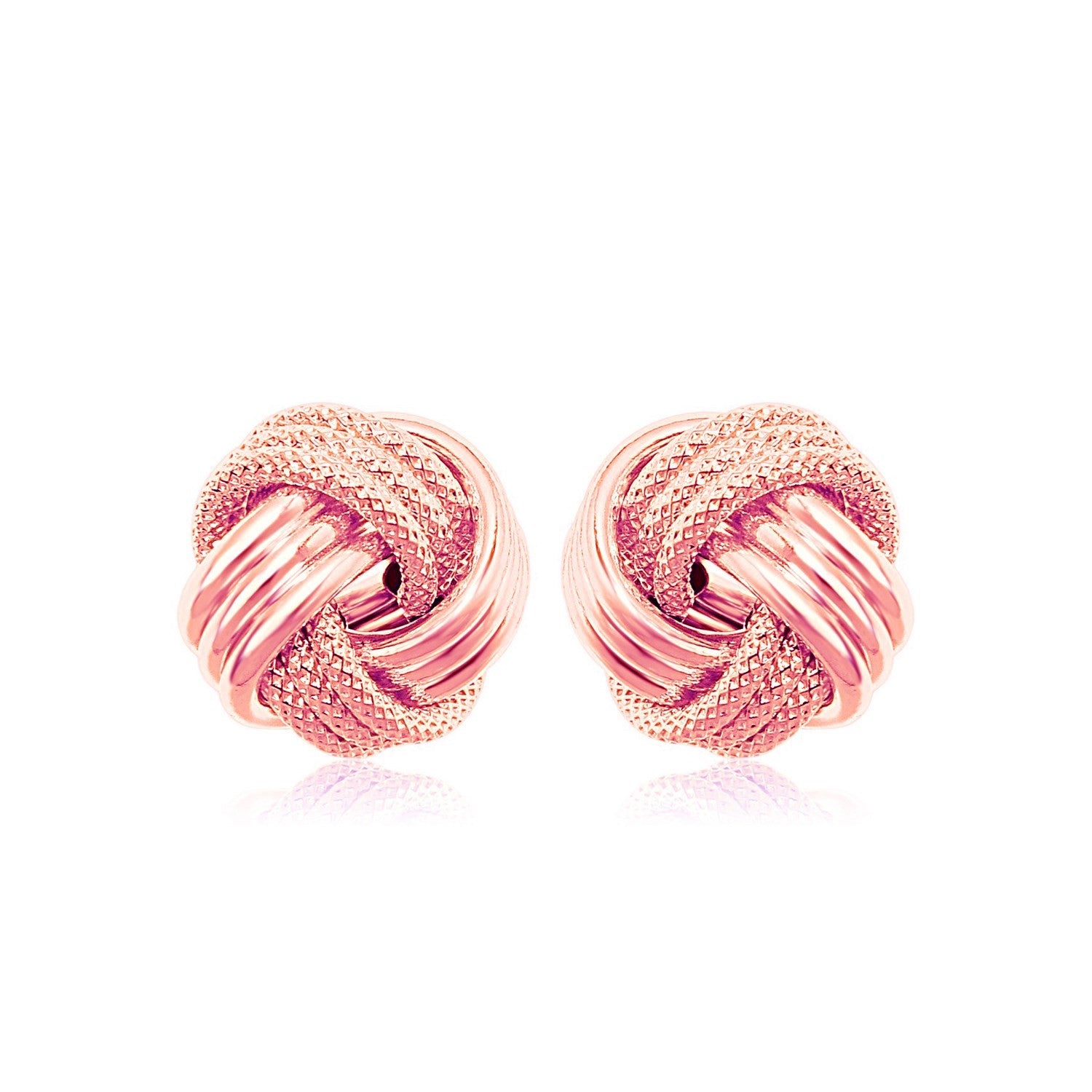 14k Rose Gold Love Knot with Ridge Texture EarringsMonde Trend