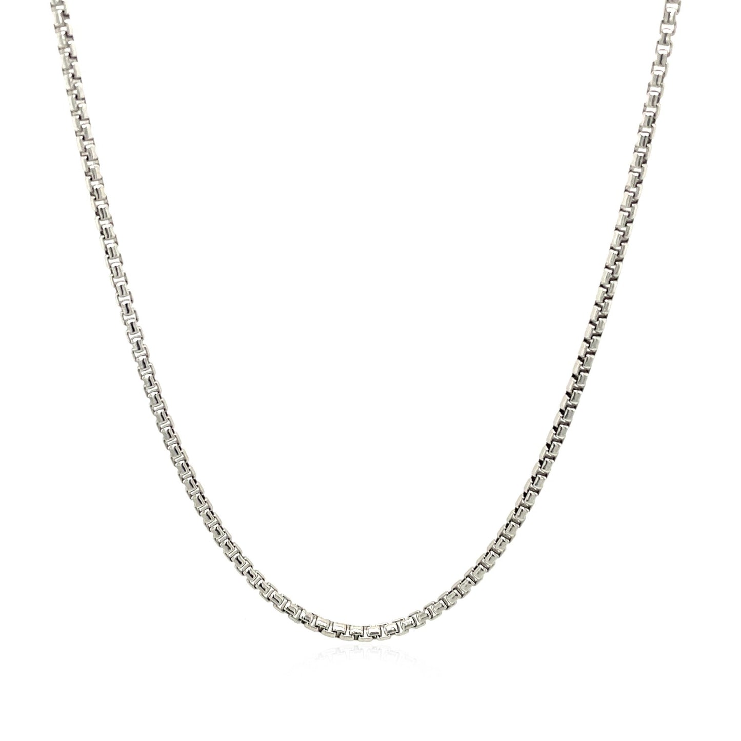 Sterling Silver Rhodium Plated Round Box Chain (1.50 mm) RCJ