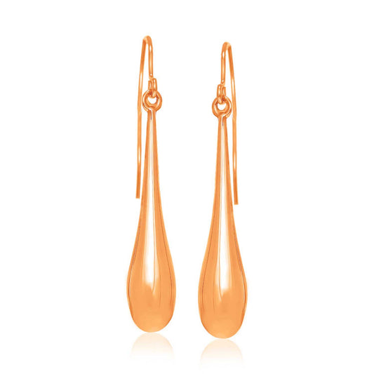 14k Rose Gold Long Polished Teardrop Dangling EarringsMonde Trend