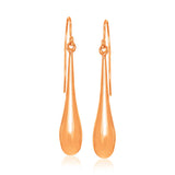 14k Rose Gold Long Polished Teardrop Dangling EarringsMonde Trend