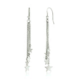 Sterling Silver Tassel Earrings with Polished Stars RCJ