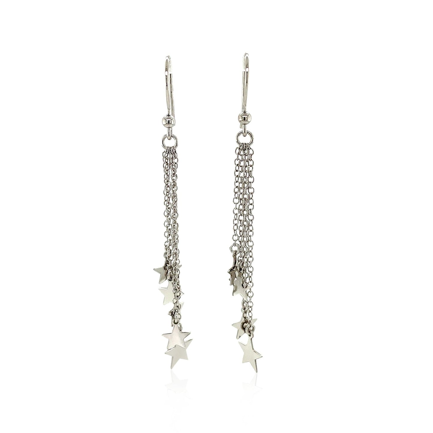 Sterling Silver Tassel Earrings with Polished Stars RCJ