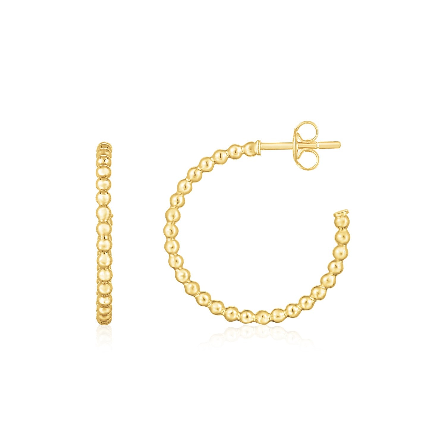 14K Yellow Gold Bead Hoop Earrings(2x23.4nn) RCJ