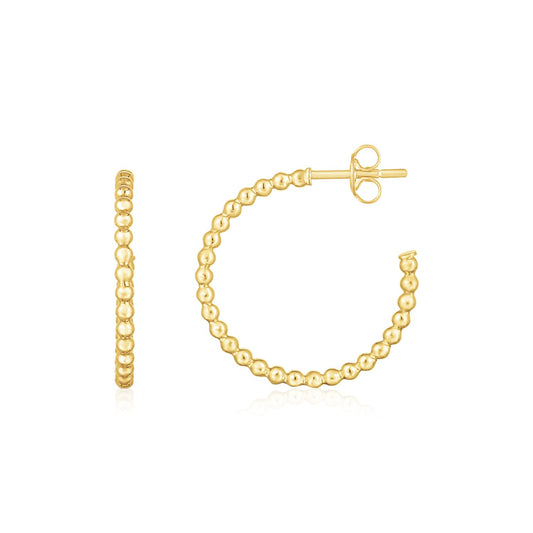 14K Yellow Gold Bead Hoop Earrings(2x23.4nn) RCJ