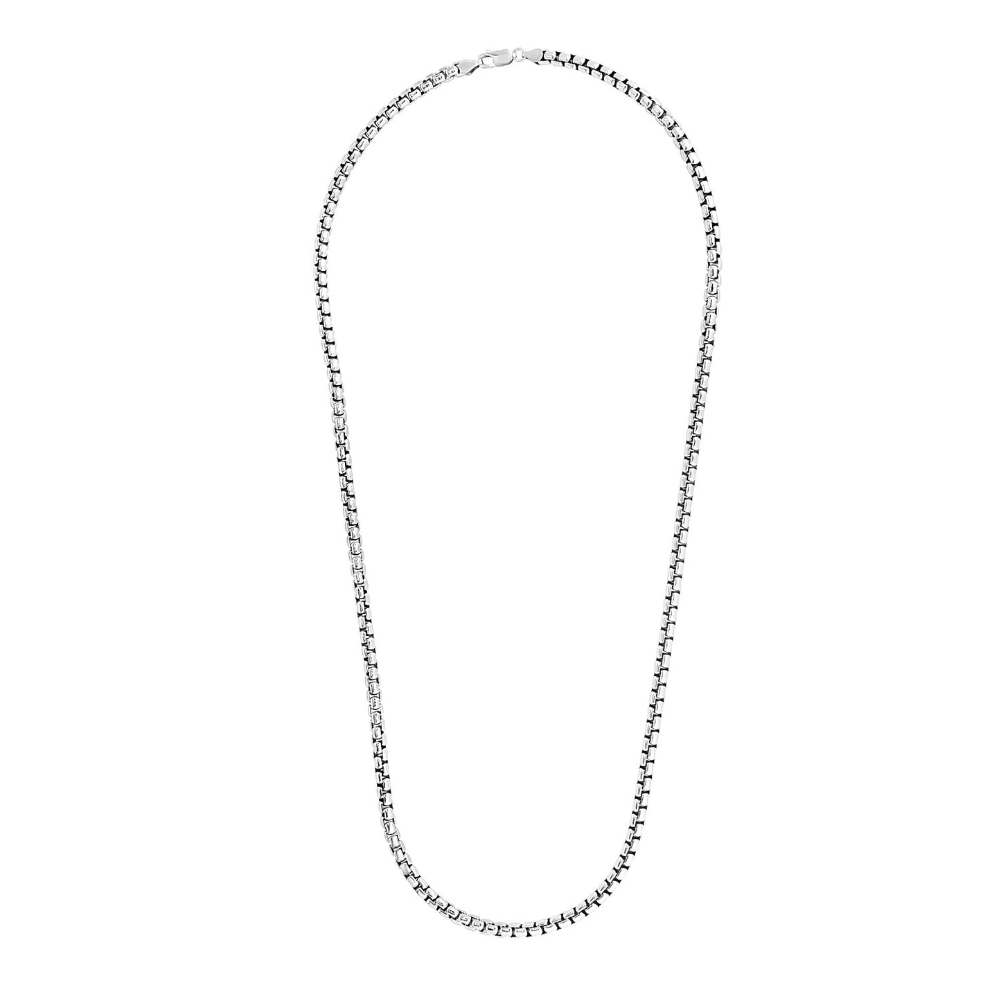 Sterling Silver Rhodium Plated Round Box Chain (4.40 mm) RCJ