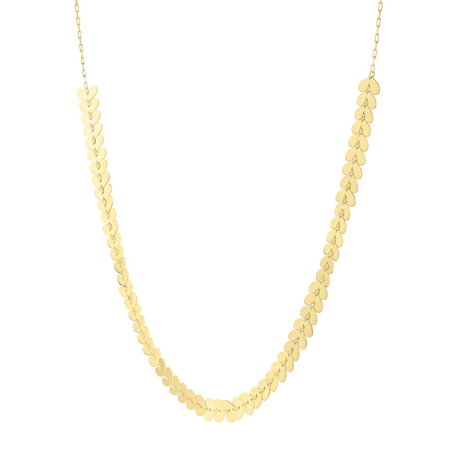 14k Yellow Gold Polished Heart Link Chain Necklace RCJ