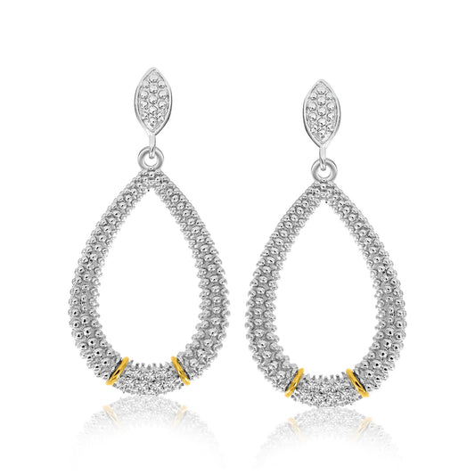 18k Yellow Gold & Sterling Silver Diamond Accented Graduated Popcorn Earrings RCJ