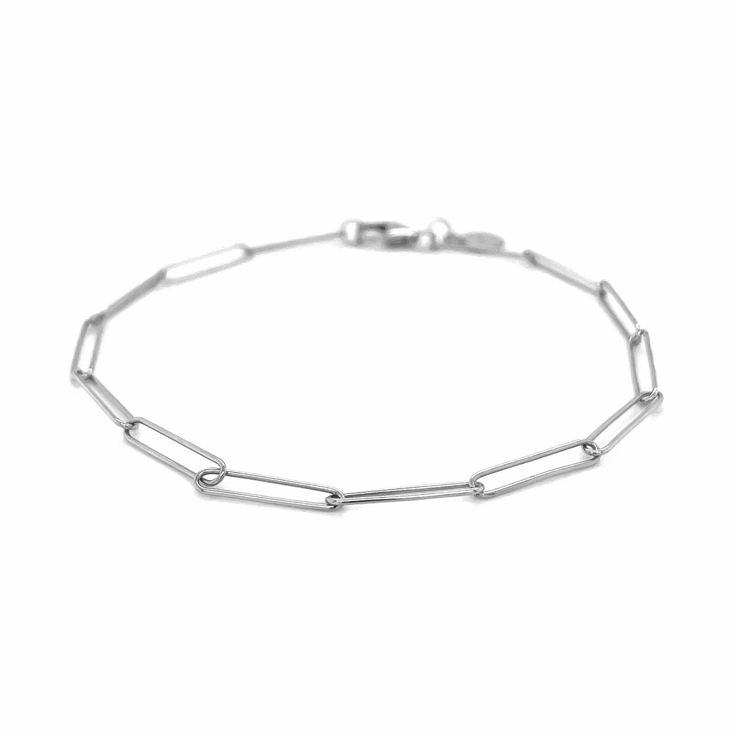 14k White Gold Wire Paperclip Bracelet  (2.70 mm) RCJ