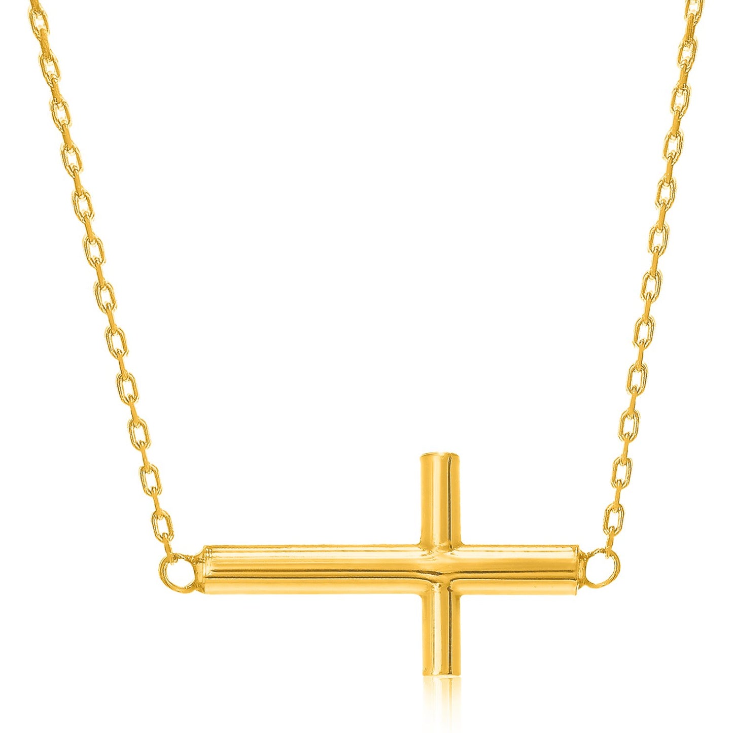 14k Yellow Gold Necklace with a Polished Cross Design RCJ