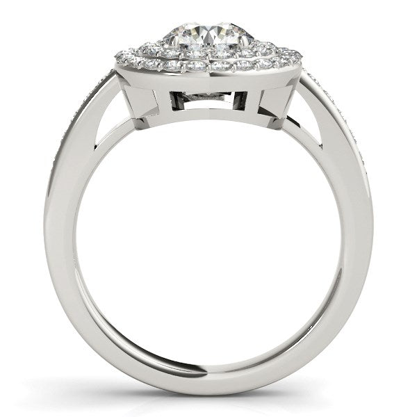 14k White Gold Round with Two-Row Halo Diamond Engagement Ring (1 1/2 cttw) RCJ