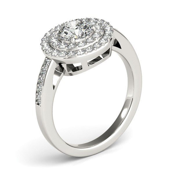 14k White Gold Round with Two-Row Halo Diamond Engagement Ring (1 1/2 cttw) RCJ