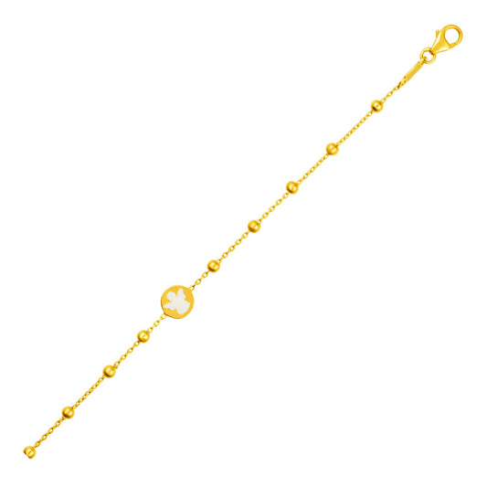 14k Yellow Gold Childrens Bracelet with Angel and Beads (6.00 mm) RCJ