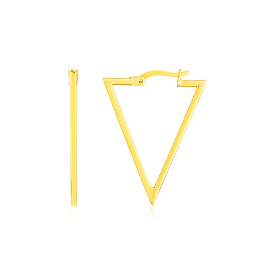 14K Yellow Gold Triangle Hoop Earrings RCJ