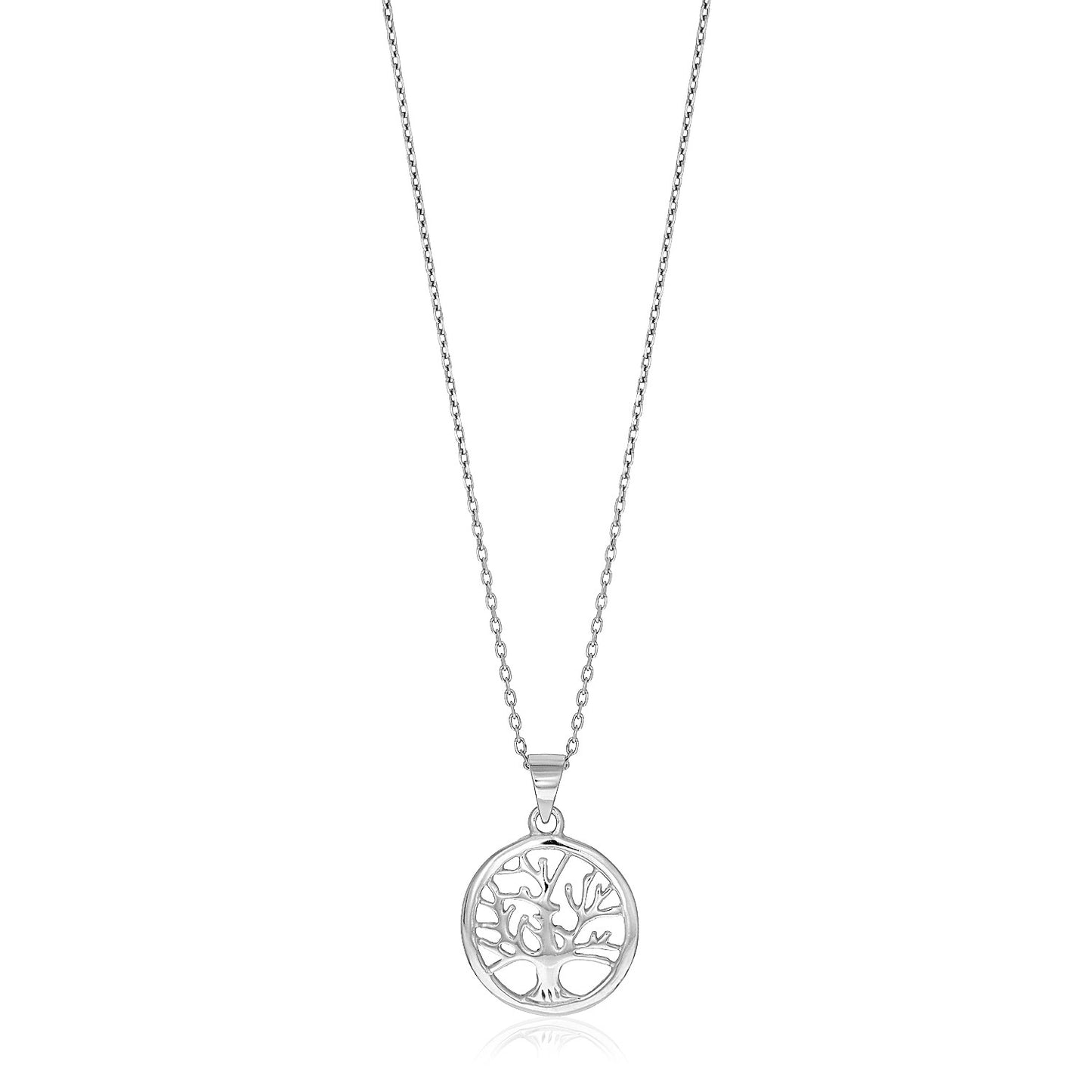 Sterling Silver inch Round Tree of Life Necklace RCJ