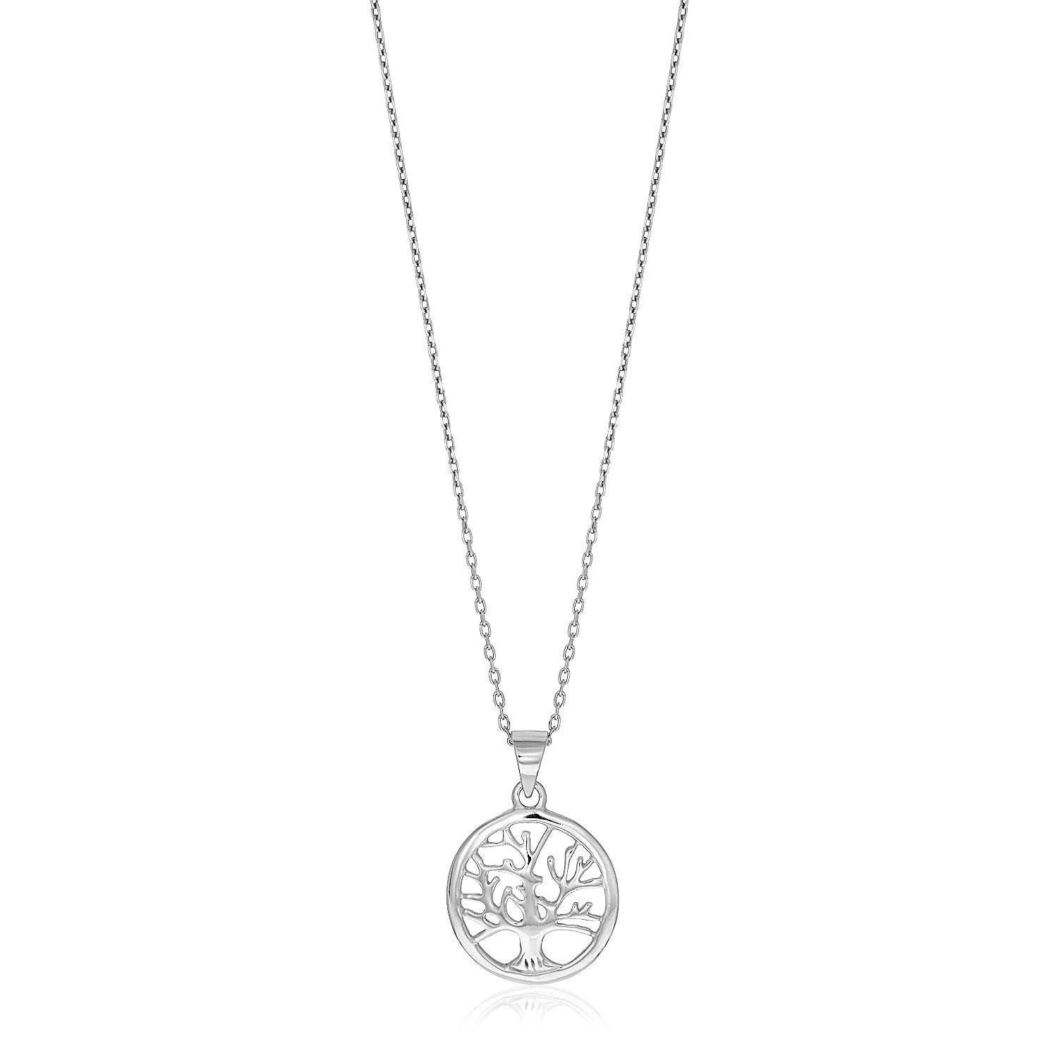 Sterling Silver inch Round Tree of Life Necklace RCJ