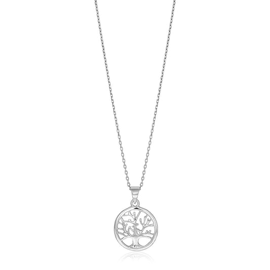 Sterling Silver inch Round Tree of Life Necklace RCJ