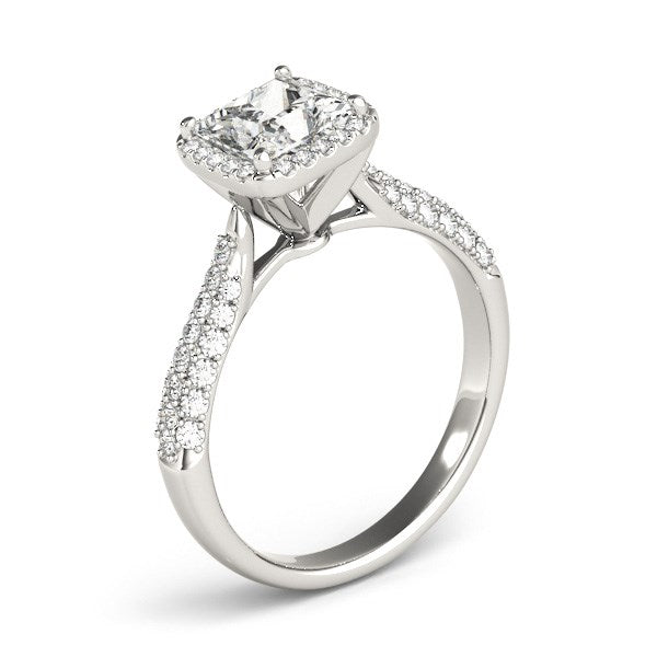 14k White Gold Halo Pave Band Diamond Engagement Ring (1 1/3 cttw)Monde Trend