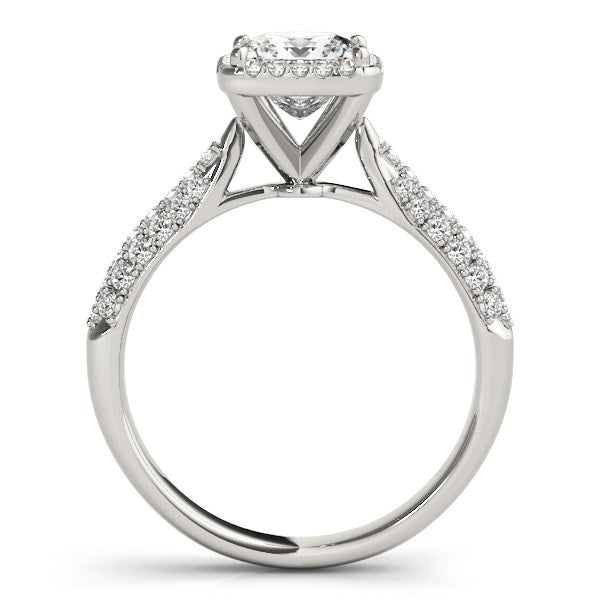 14k White Gold Halo Pave Band Diamond Engagement Ring (1 1/3 cttw)Monde Trend