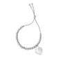 Adjustable Shiny Bead Bracelet with Heart Charm in Sterling Silver (1.30 mm) RCJ